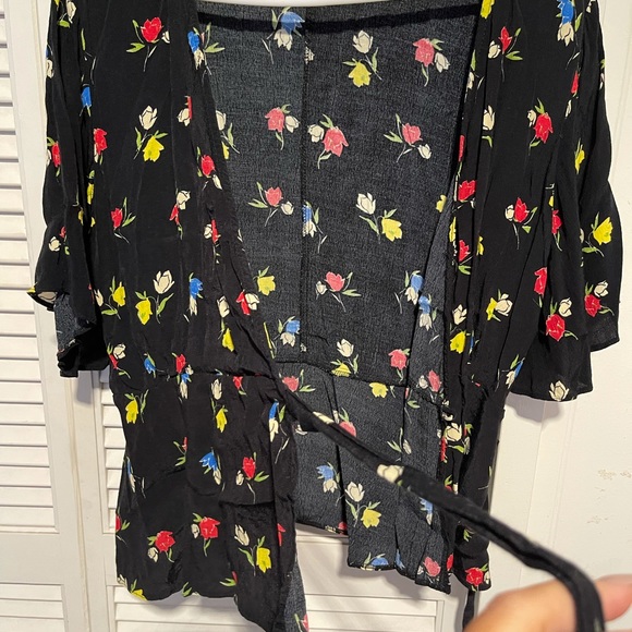 ASOS wrap kimono blouse with flowers sz 8 - Picture 5 of 5